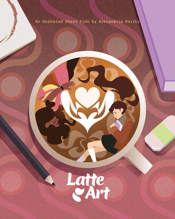 Title: Latte Art Poster Description: The promotional poster for the animated short film Latte Art.